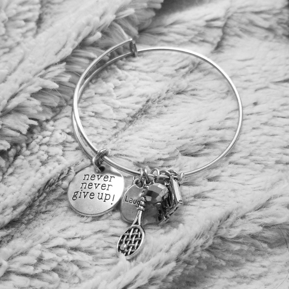 Silver Tennis Themed Bracelet